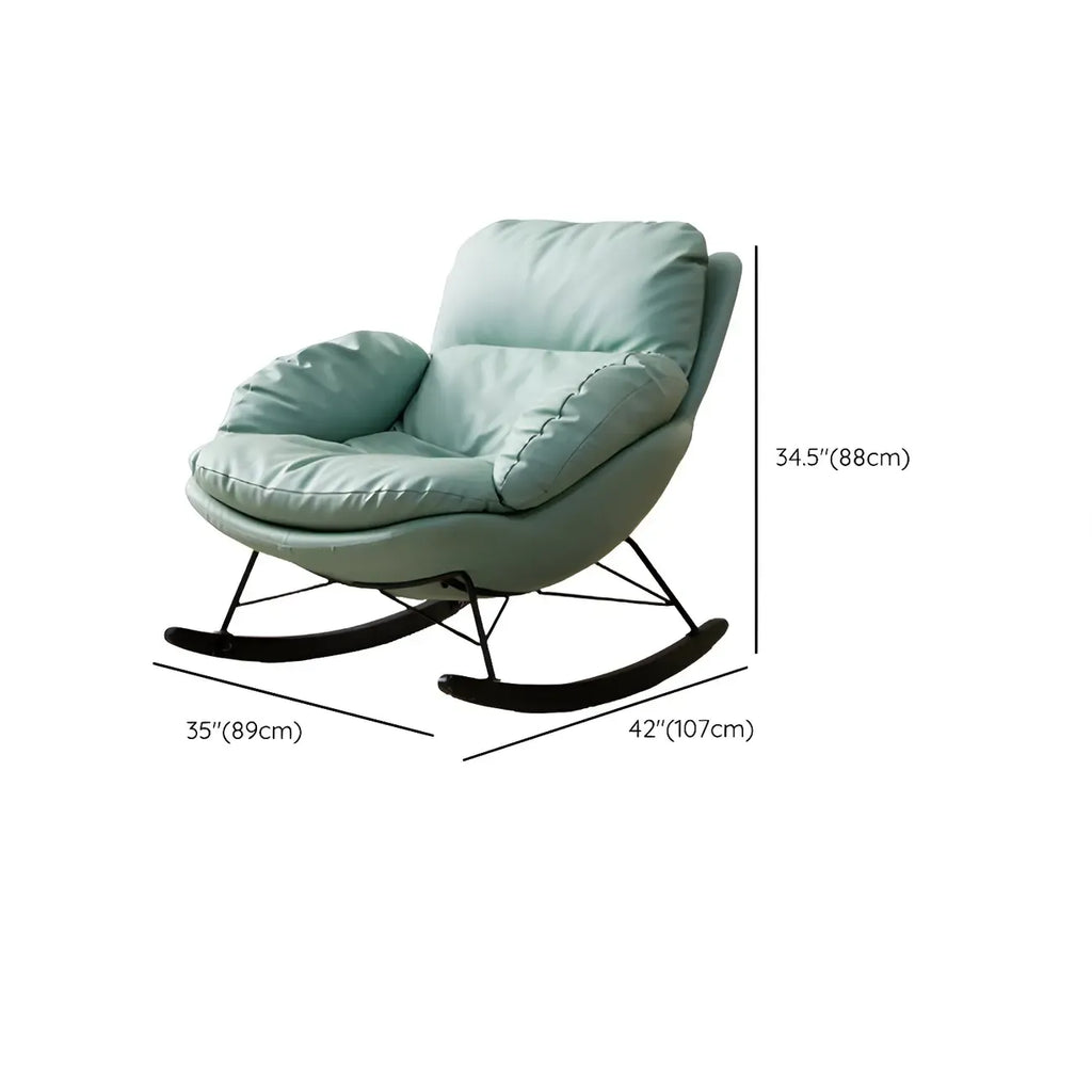 Fauteuil à bascule moderne en cuir bleu pour intérieur