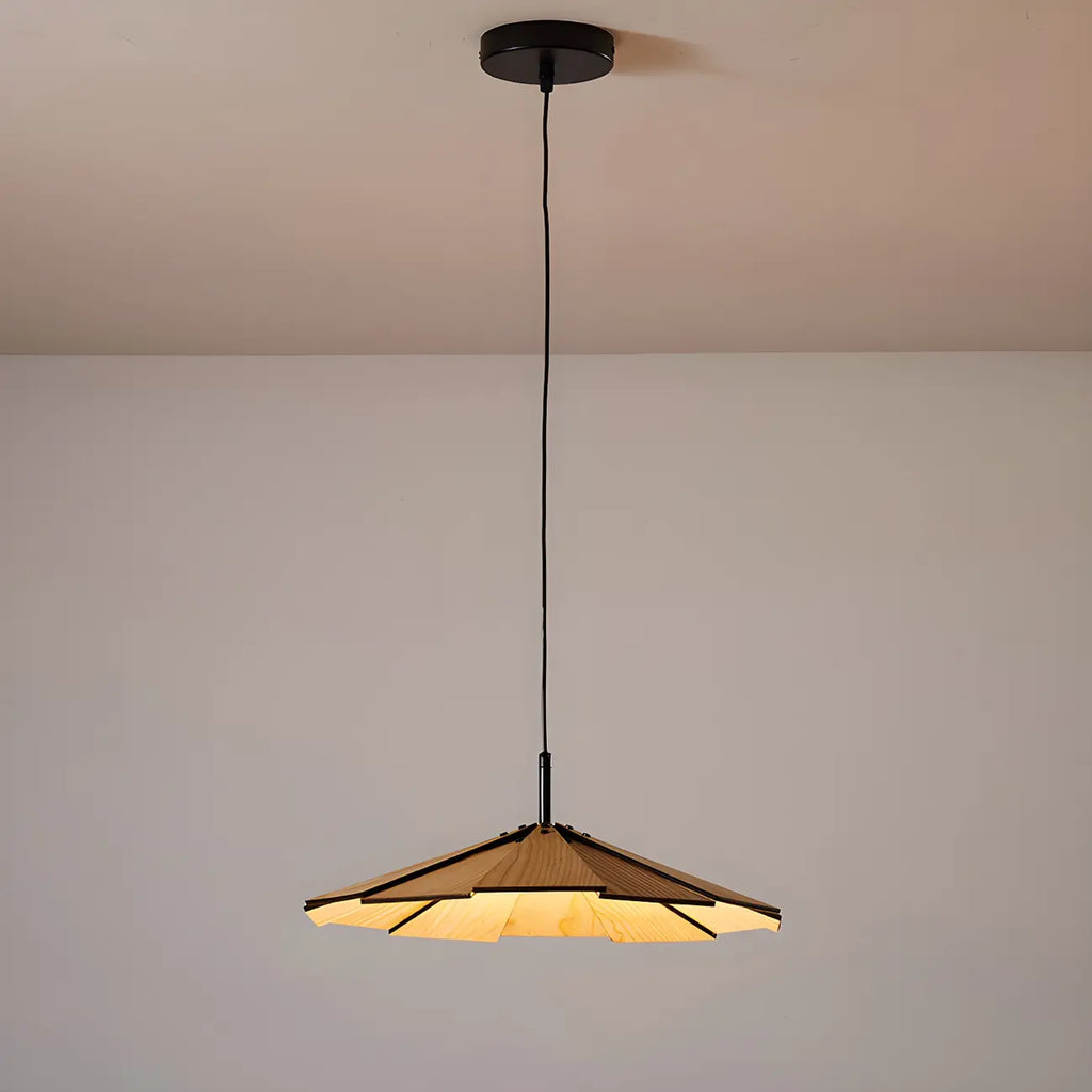 Suspension ronde classique en bois avec abat-jour pour la maison