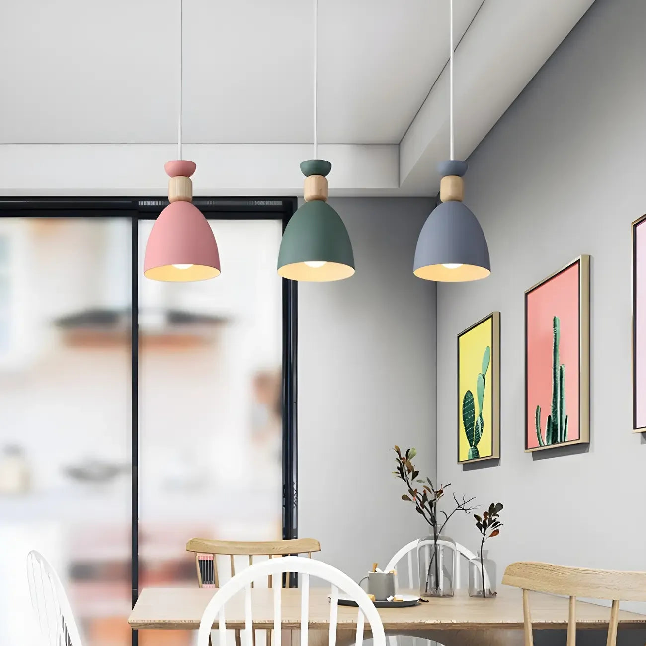Suspension moderne multicolore en métal pour salle à manger