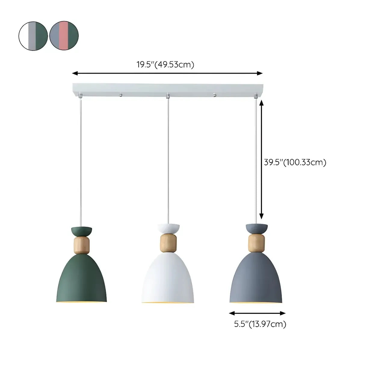 Suspension moderne multicolore en métal pour salle à manger