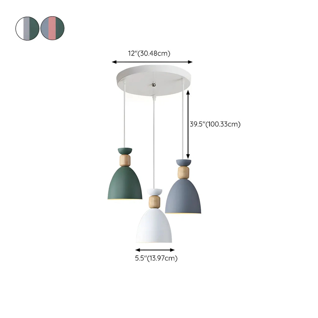 Suspension moderne multicolore en métal pour salle à manger