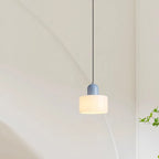 Suspension moderne crème avec abat-jour en verre pour chambre