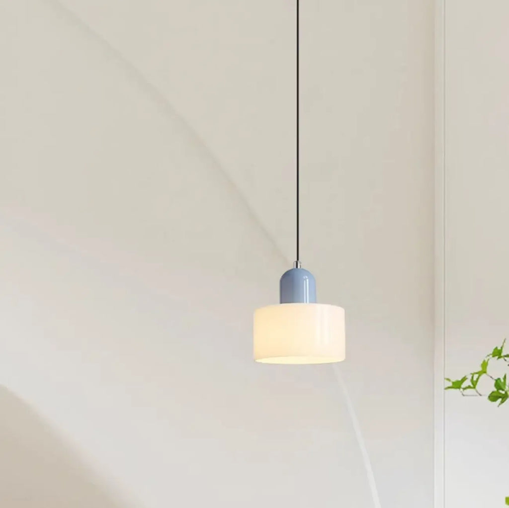 Suspension moderne crème avec abat-jour en verre pour chambre