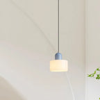 Suspension moderne crème avec abat-jour en verre pour chambre