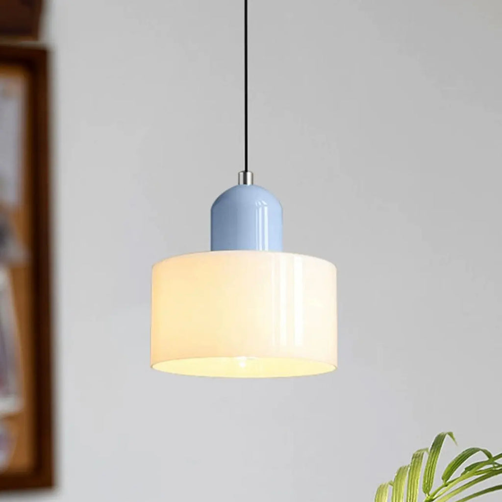 Suspension moderne crème avec abat-jour en verre pour chambre
