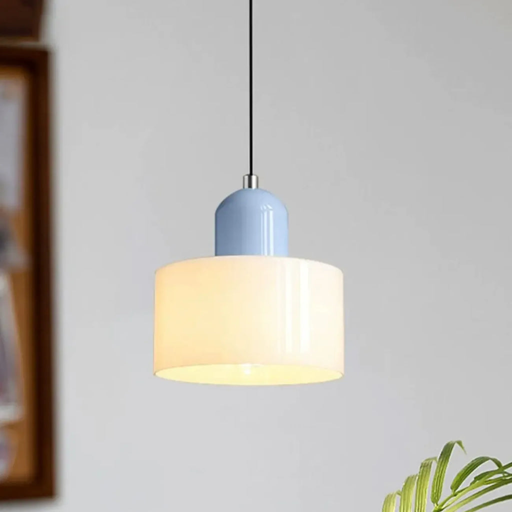 Suspension moderne crème avec abat-jour en verre pour chambre