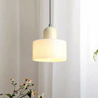 Suspension moderne crème avec abat-jour en verre pour chambre