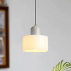 Suspension moderne crème avec abat-jour en verre pour chambre