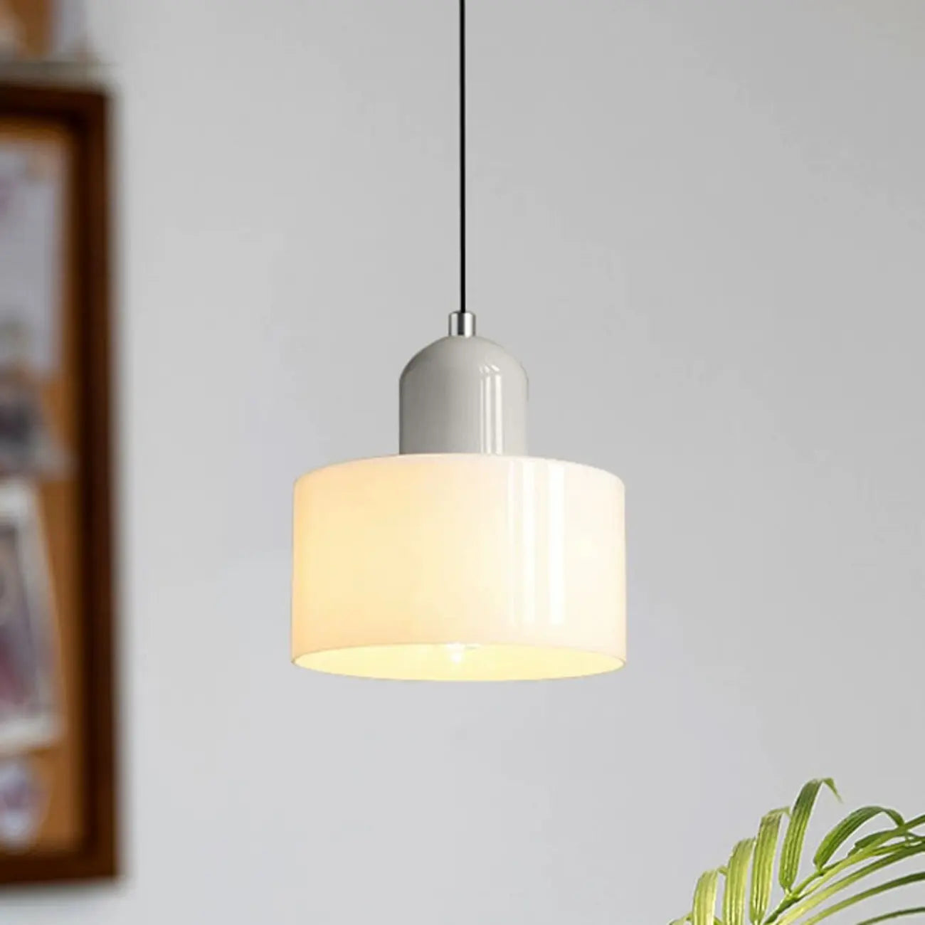 Suspension moderne crème avec abat-jour en verre pour chambre