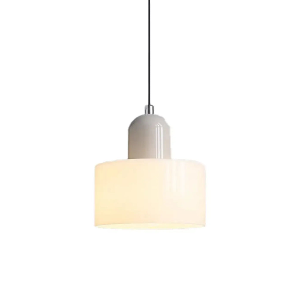 Suspension moderne crème avec abat-jour en verre pour chambre
