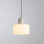 Suspension moderne crème avec abat-jour en verre pour chambre