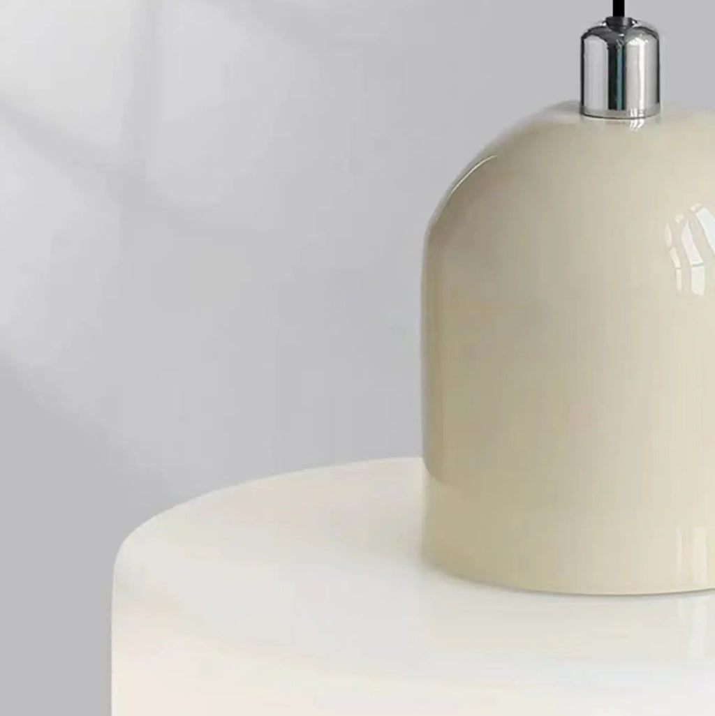 Suspension moderne crème avec abat-jour en verre pour chambre
