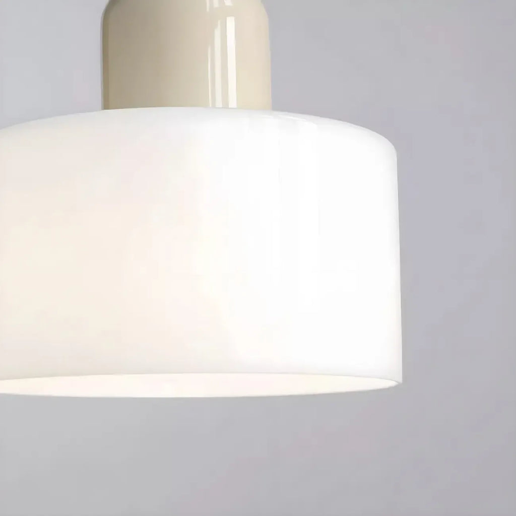 Suspension moderne crème avec abat-jour en verre pour chambre
