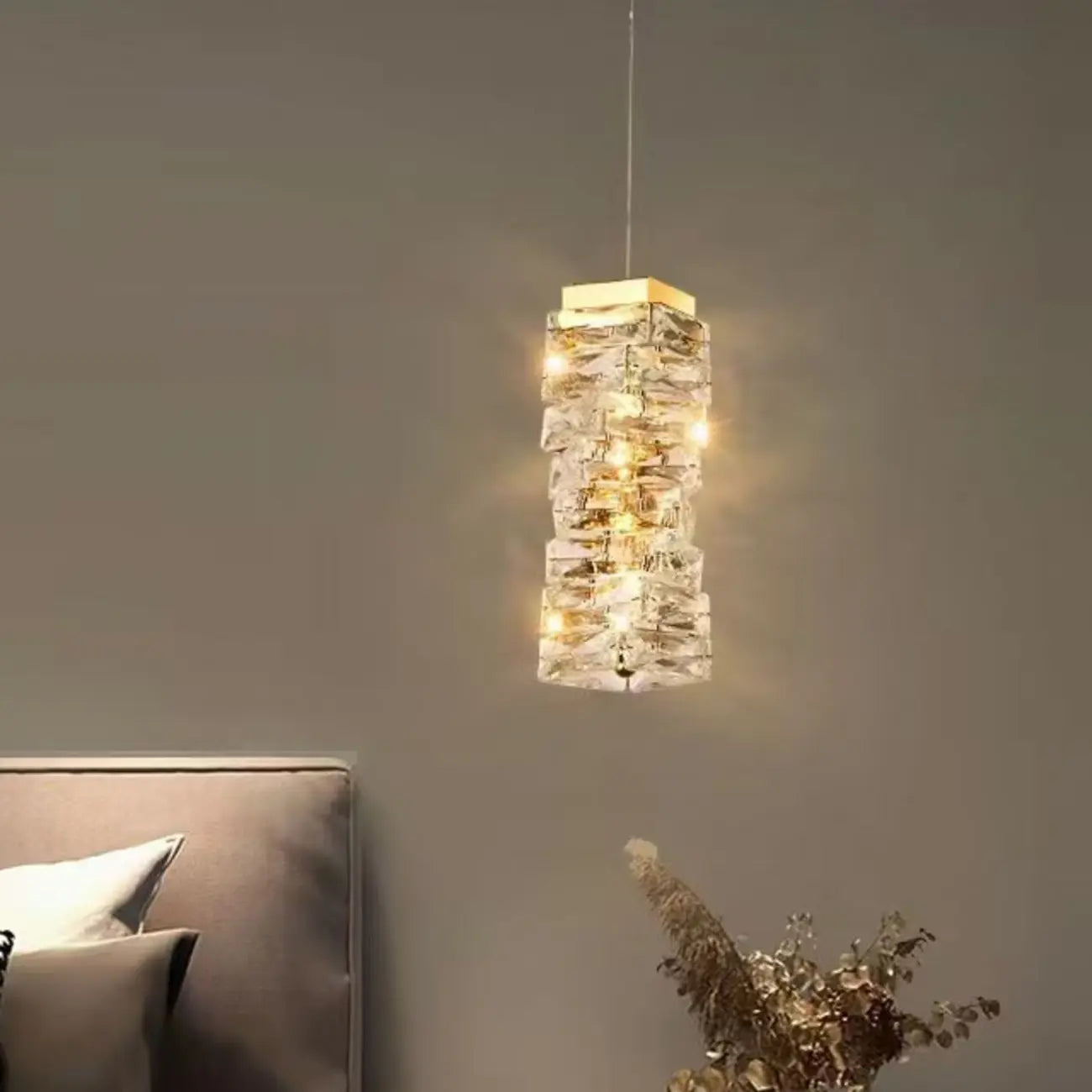 Suspensions d'extérieur modernes en cristal doré