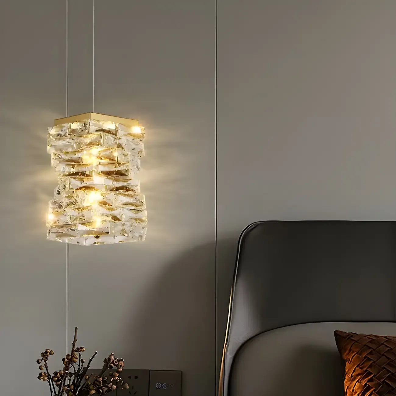 Suspensions d'extérieur modernes en cristal doré