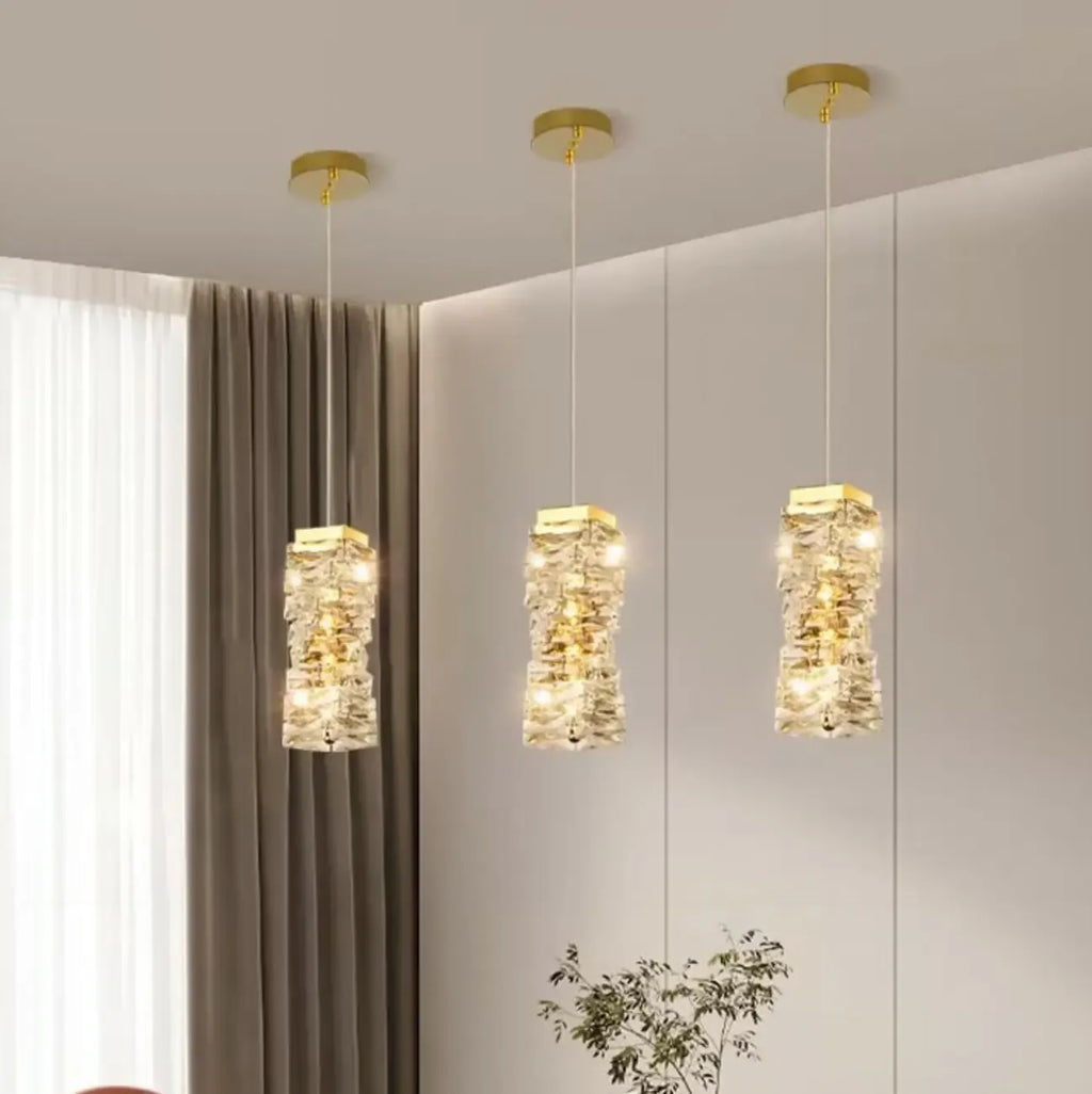 Suspensions d'extérieur modernes en cristal doré
