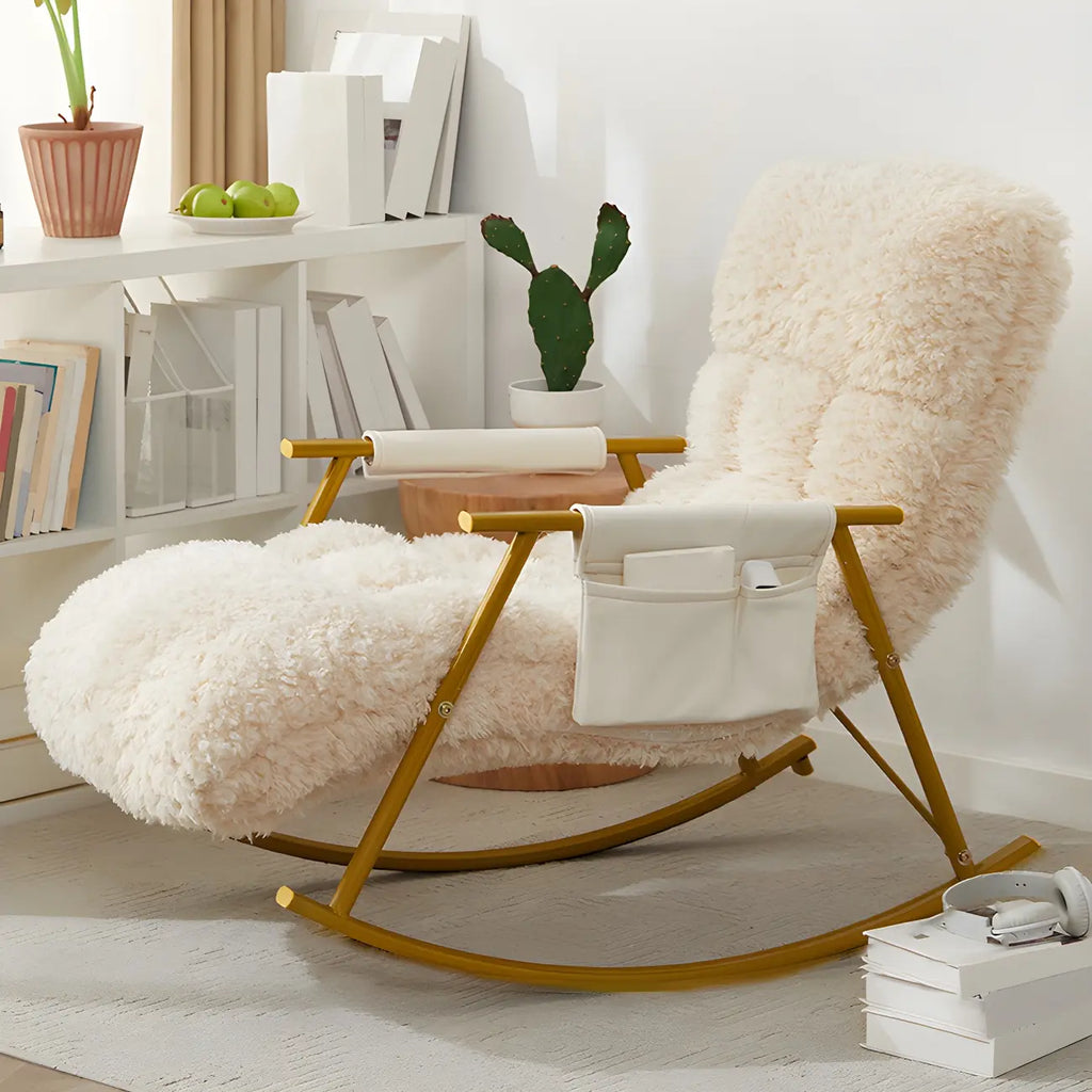 Fauteuil inclinable à bascule moderne en métal rembourré pour intérieur