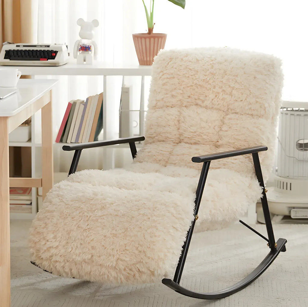 Fauteuil inclinable à bascule moderne en métal rembourré pour intérieur