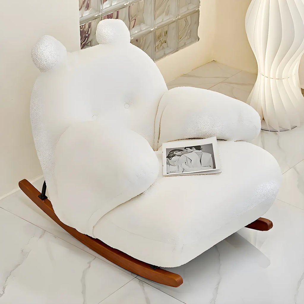 Joli fauteuil à bascule blanc rembourré avec repose-pieds pour l'intérieur