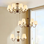 Lustre vintage en métal avec abat-jour en tissu pour salon
