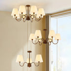 Lustre vintage en métal avec abat-jour en tissu pour salon