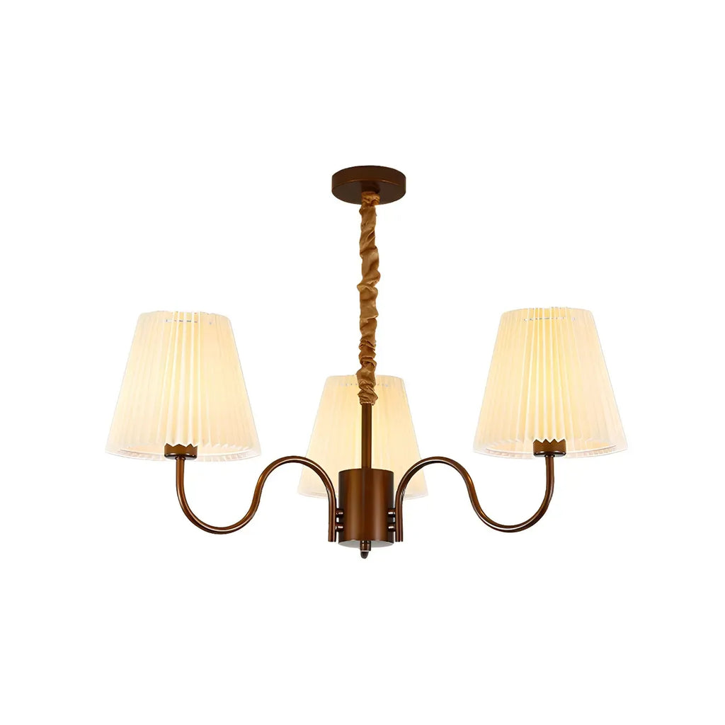 Lustre vintage en métal avec abat-jour en tissu pour salon