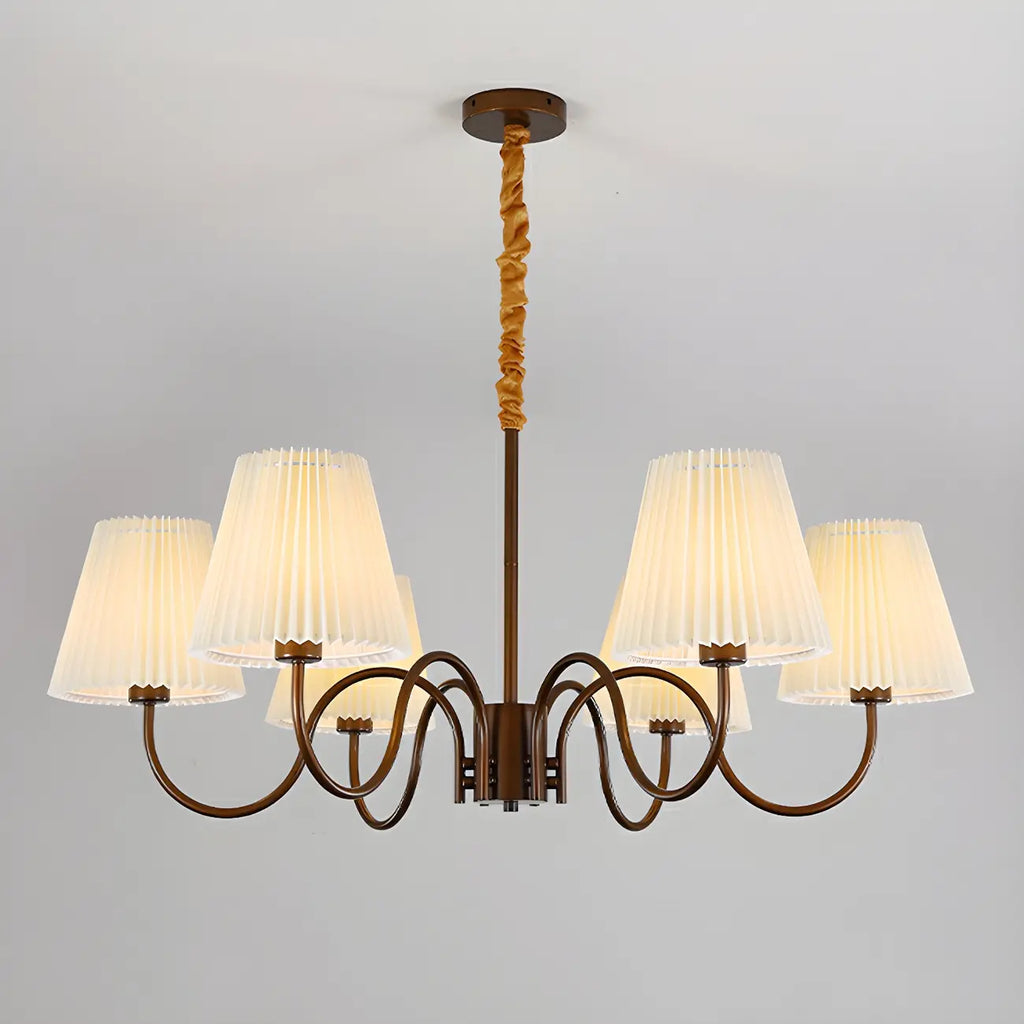Lustre vintage en métal avec abat-jour en tissu pour salon