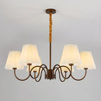 Lustre vintage en métal avec abat-jour en tissu pour salon