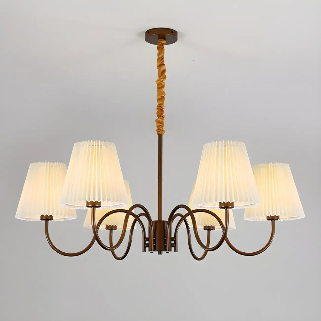 Lustre vintage en métal avec abat-jour en tissu pour salon