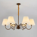 Lustre vintage en métal avec abat-jour en tissu pour salon