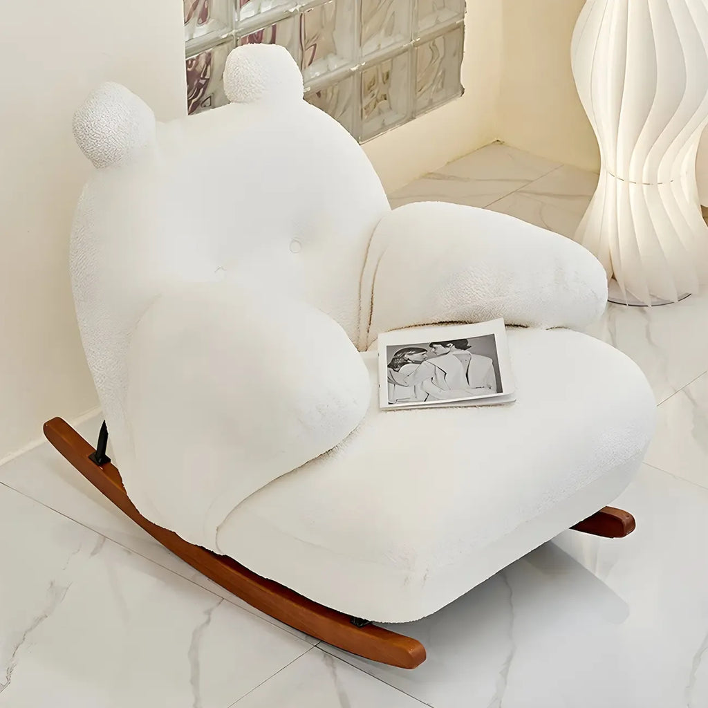 Joli fauteuil à bascule blanc rembourré avec repose-pieds pour l'intérieur