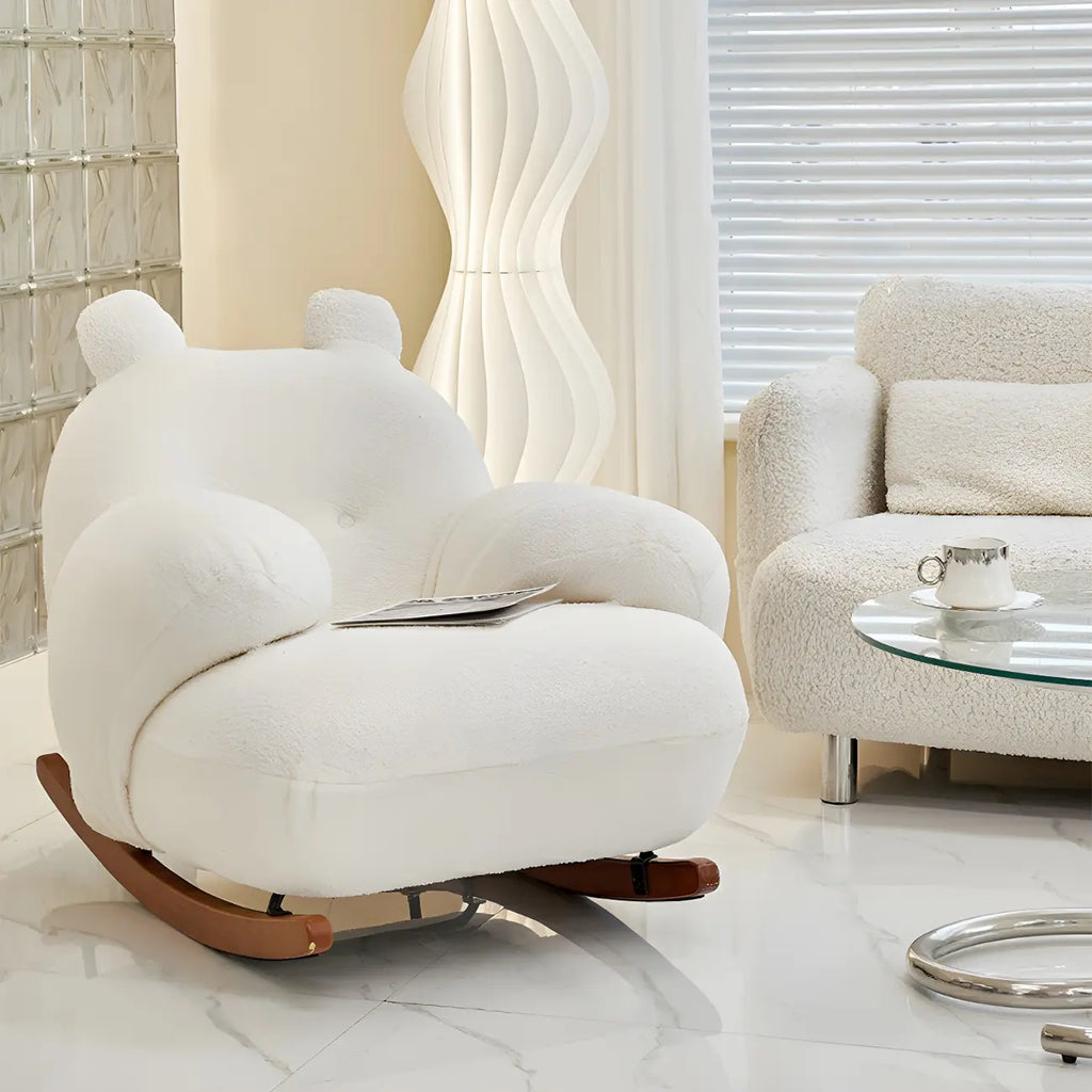 Joli fauteuil à bascule blanc rembourré avec repose-pieds pour l'intérieur
