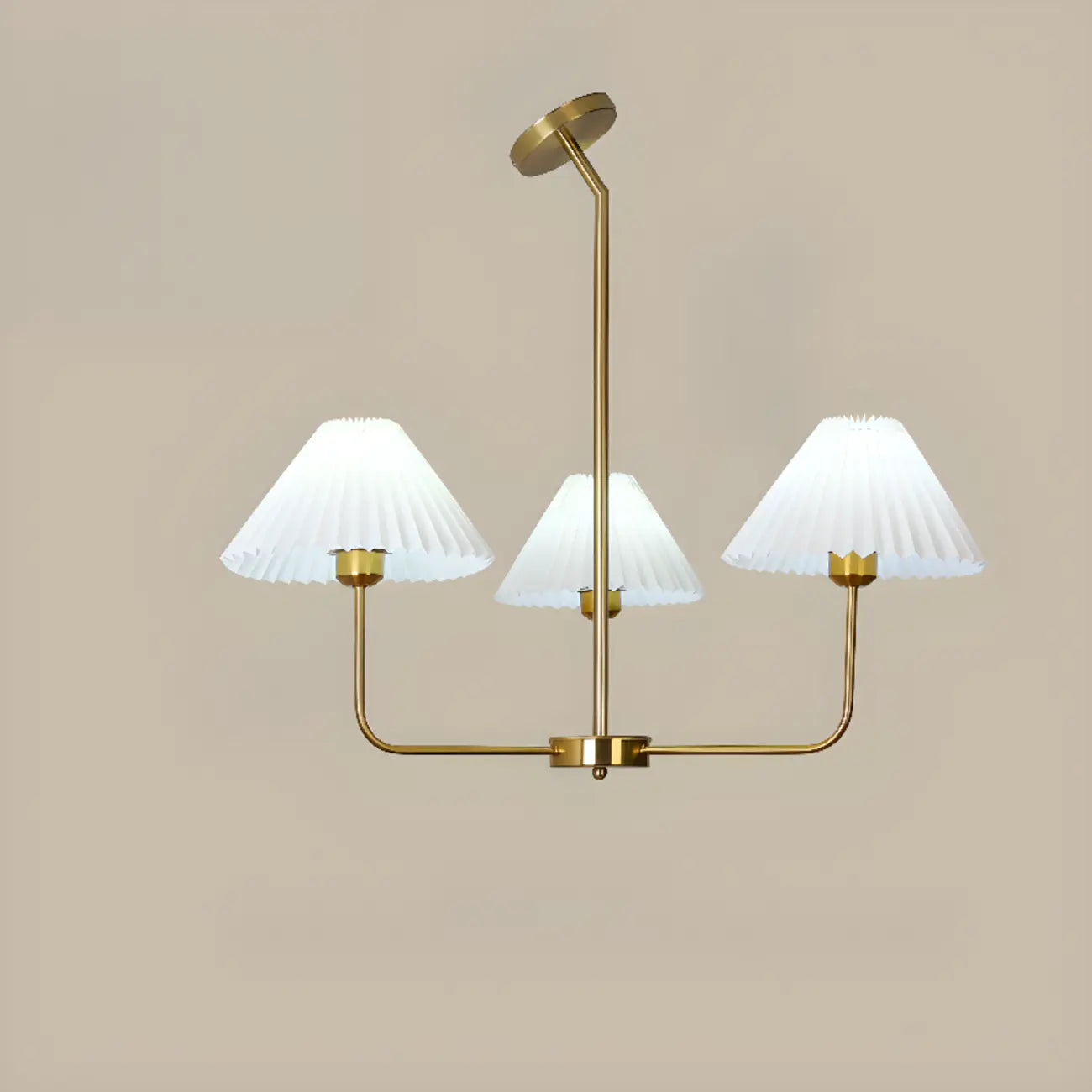 Lustre moderne doré avec abat-jour plissés pour salon