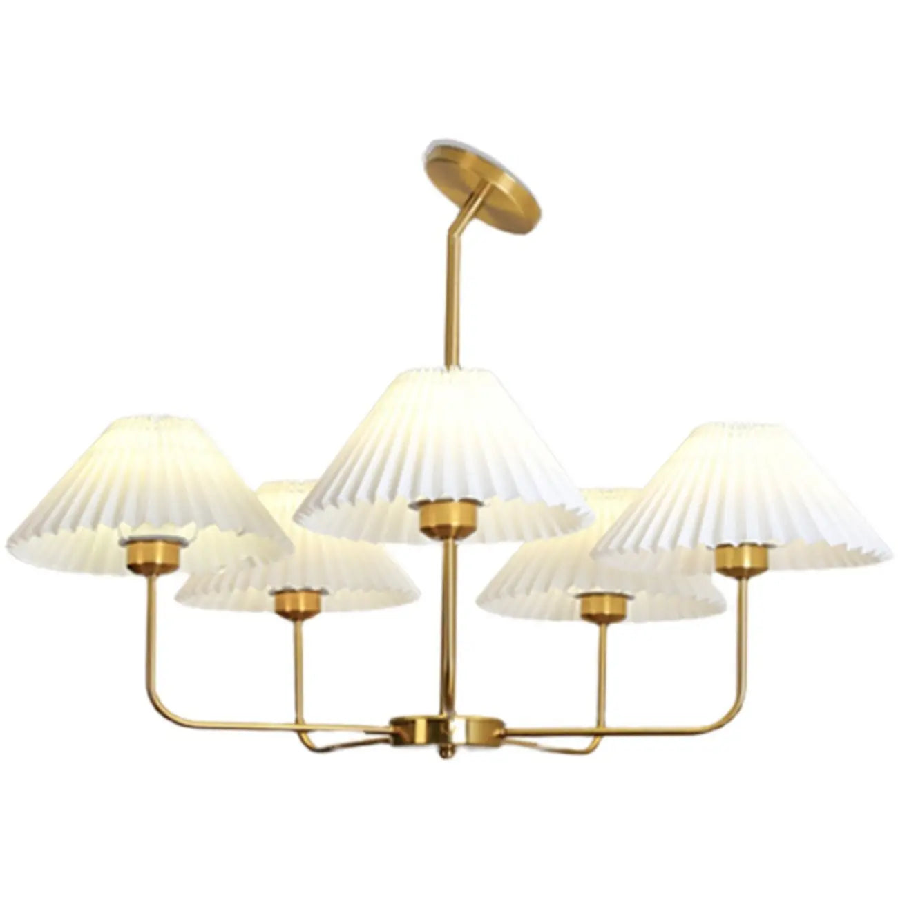 Lustre moderne doré avec abat-jour plissés pour salon