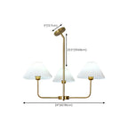Lustre moderne doré avec abat-jour plissés pour salon