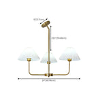 Lustre moderne doré avec abat-jour plissés pour salon