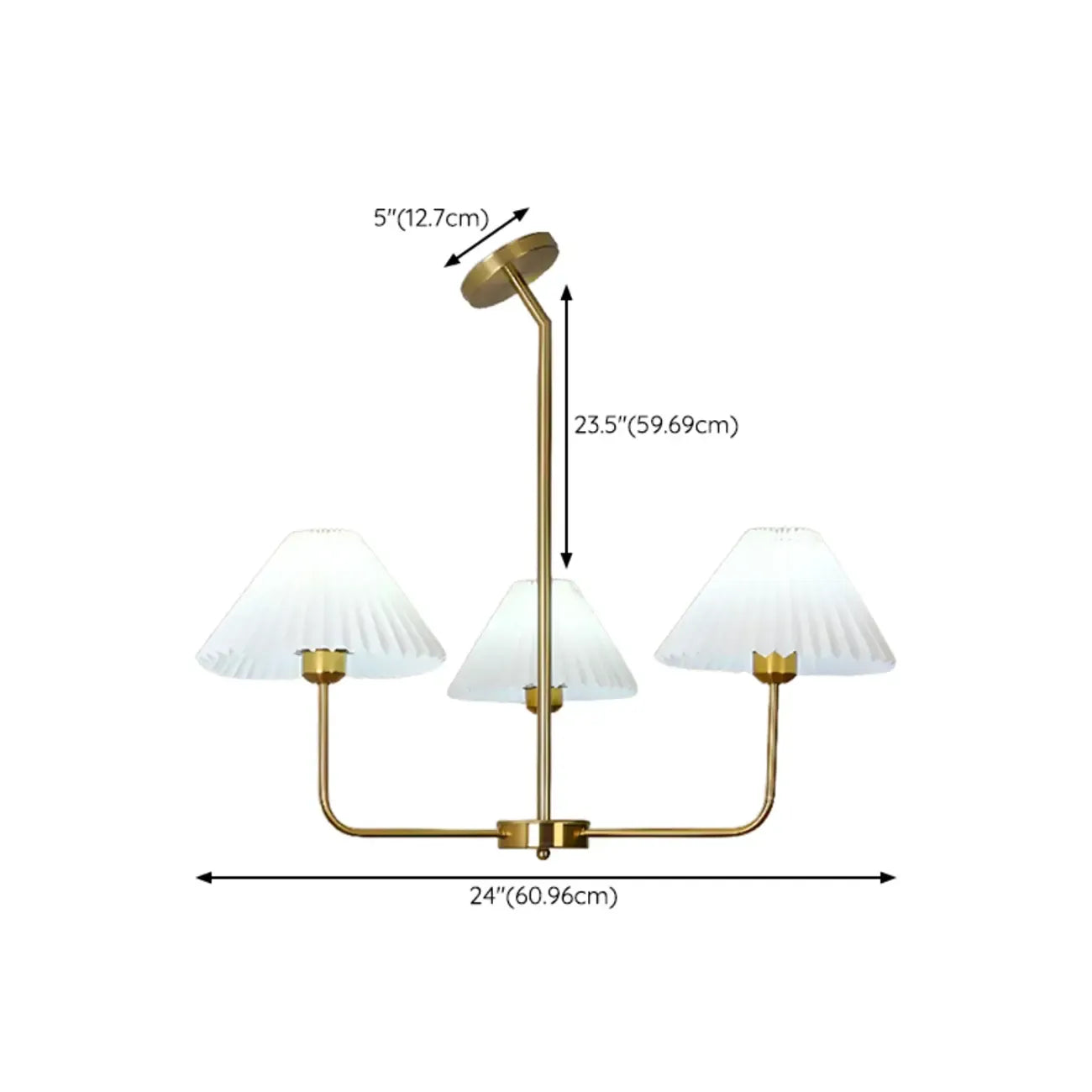 Lustre moderne doré avec abat-jour plissés pour salon