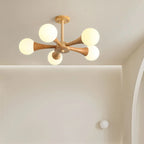 Lustre encastré élégant en bois à 5 lumières pour chambre à coucher