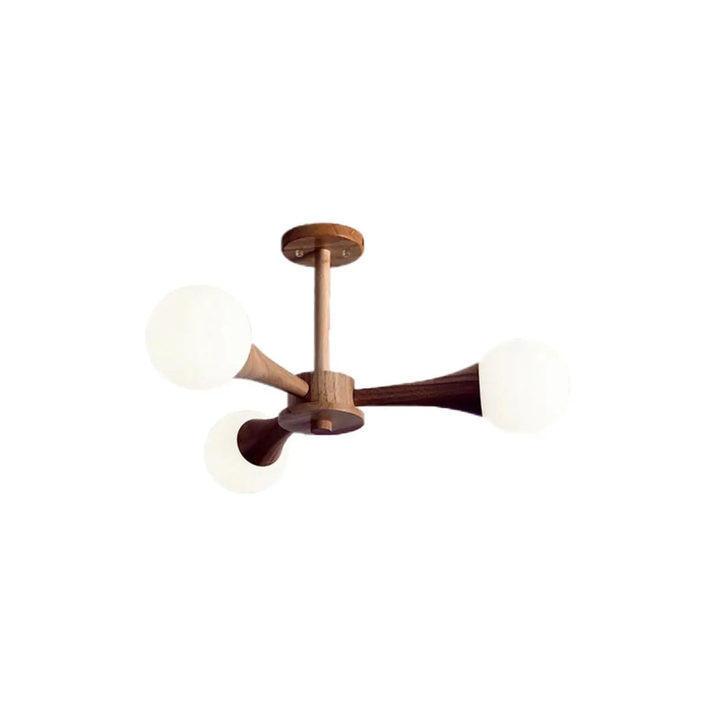 Lustre encastré élégant en bois à 5 lumières pour chambre à coucher
