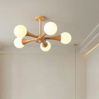 Lustre encastré élégant en bois à 5 lumières pour chambre à coucher