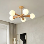 Lustre encastré élégant en bois à 5 lumières pour chambre à coucher