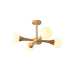 Lustre encastré élégant en bois à 5 lumières pour chambre à coucher