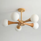 Lustre encastré élégant en bois à 5 lumières pour chambre à coucher