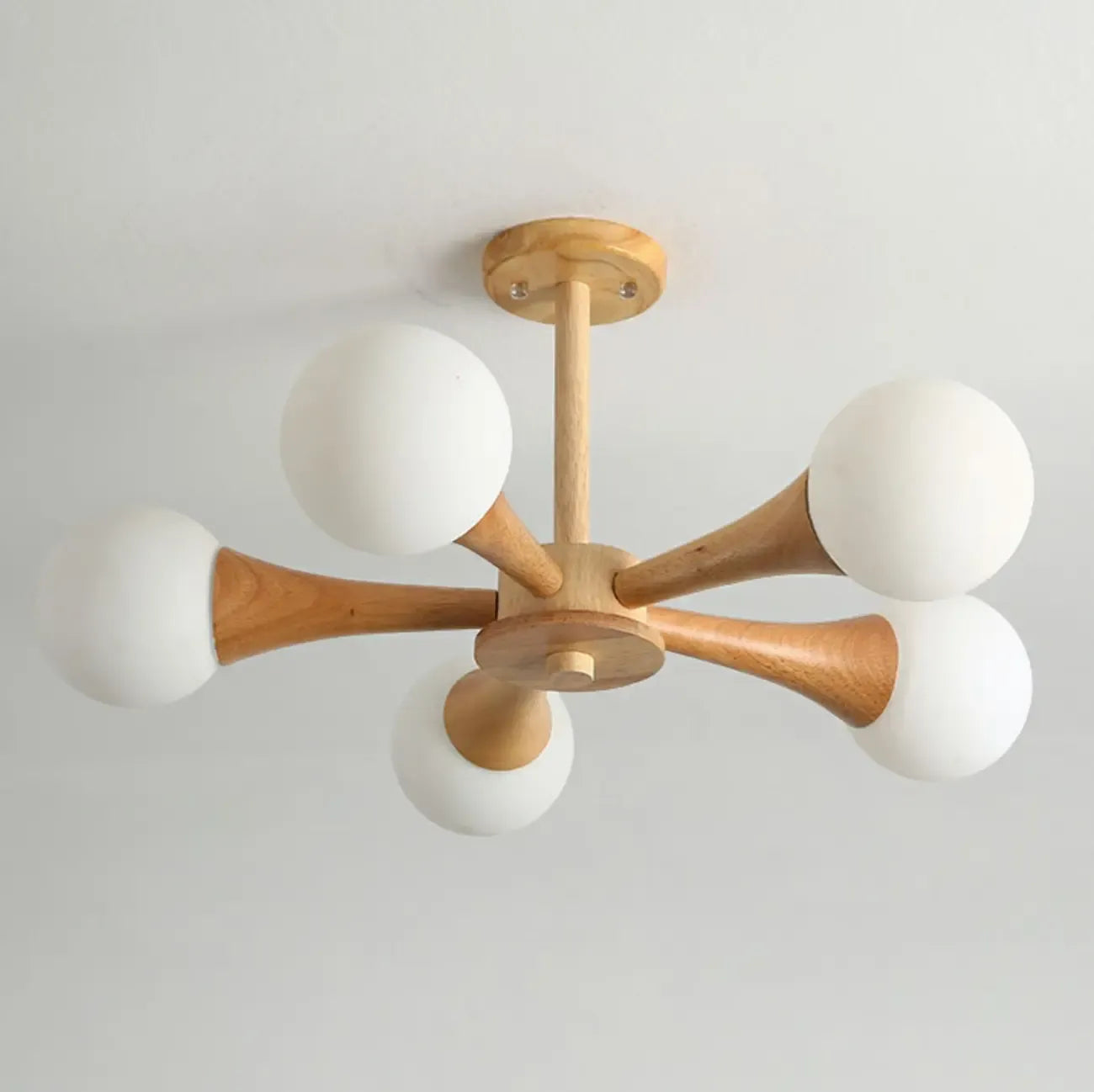 Lustre encastré élégant en bois à 5 lumières pour chambre à coucher