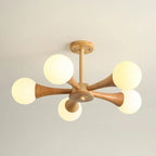 Lustre encastré élégant en bois à 5 lumières pour chambre à coucher