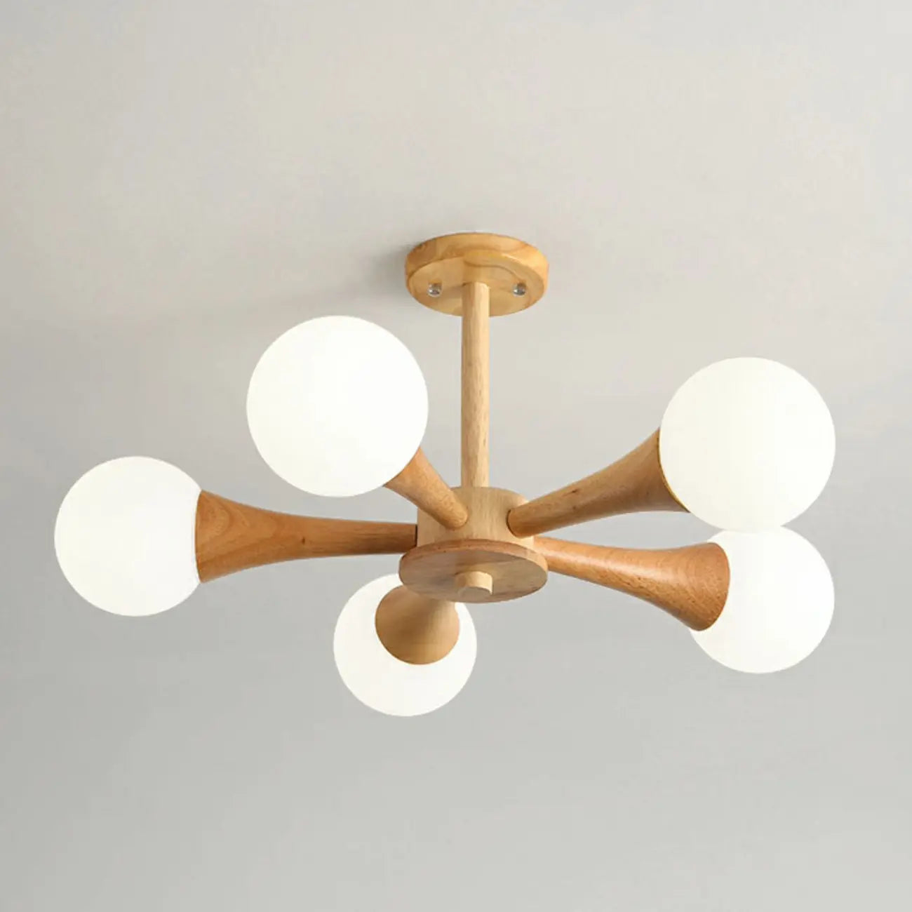 Lustre encastré élégant en bois à 5 lumières pour chambre à coucher