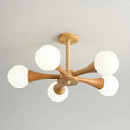 Lustre encastré élégant en bois à 5 lumières pour chambre à coucher