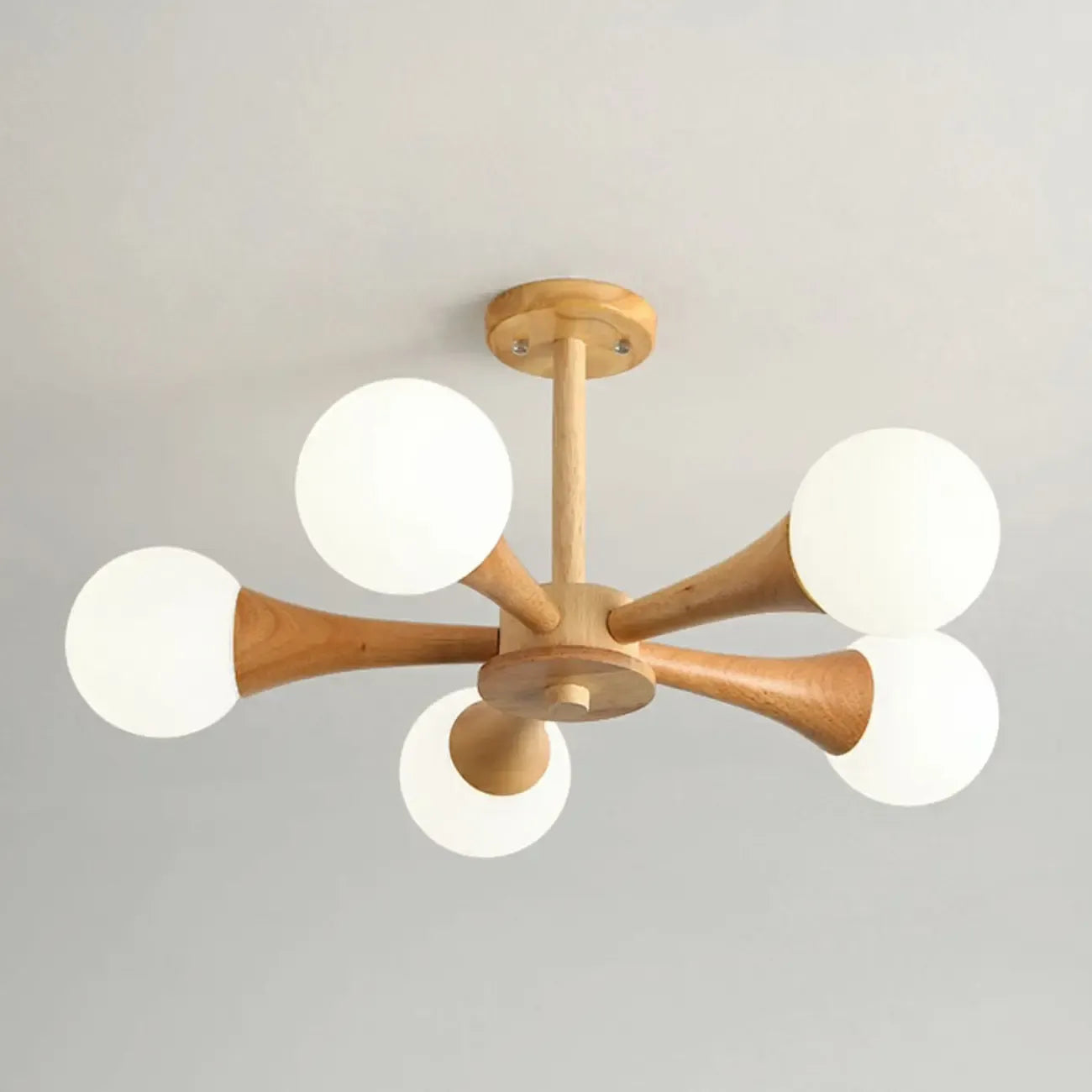 Lustre encastré élégant en bois à 5 lumières pour chambre à coucher