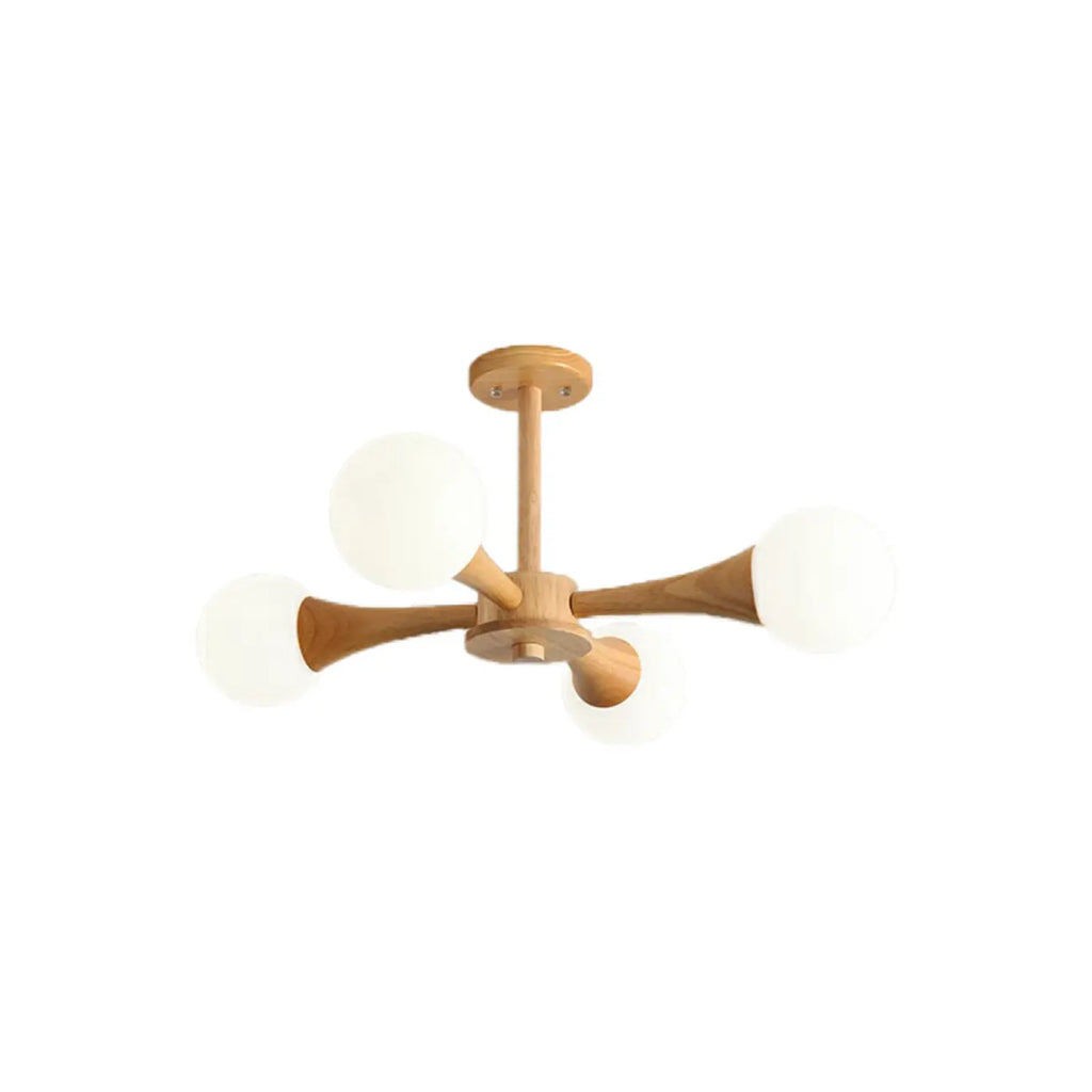 Lustre encastré élégant en bois à 5 lumières pour chambre à coucher