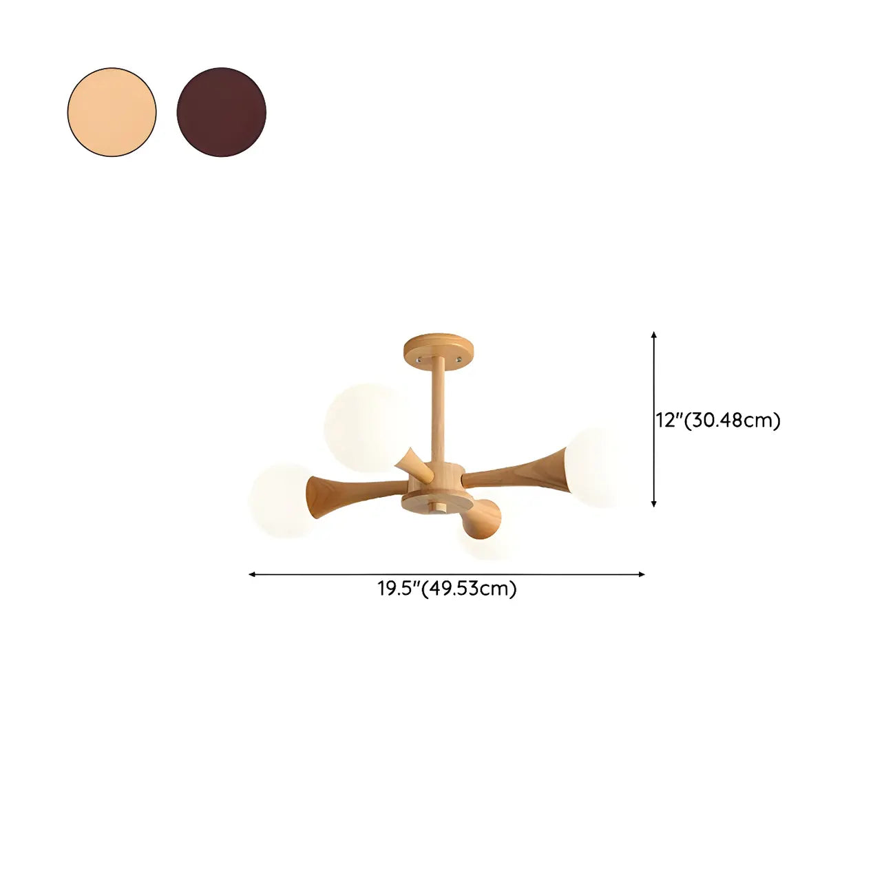 Lustre encastré élégant en bois à 5 lumières pour chambre à coucher